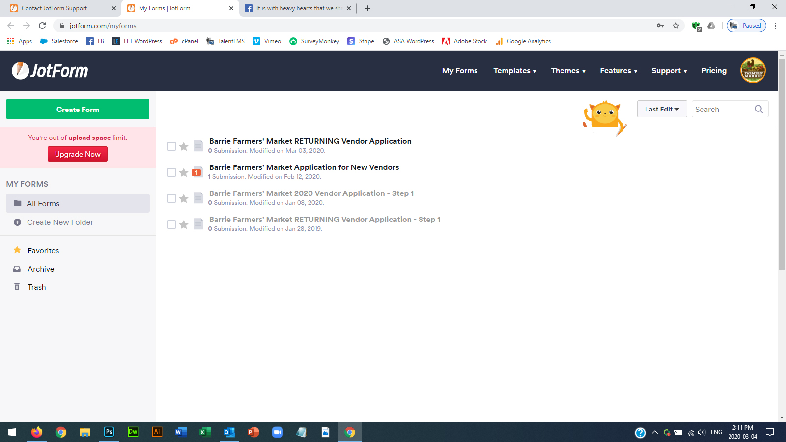 How can I free up space for more uploads/form submissions?