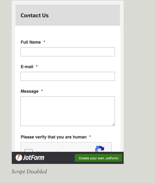 Why am I getting script disabled lines when I embed my form in Squarespace?