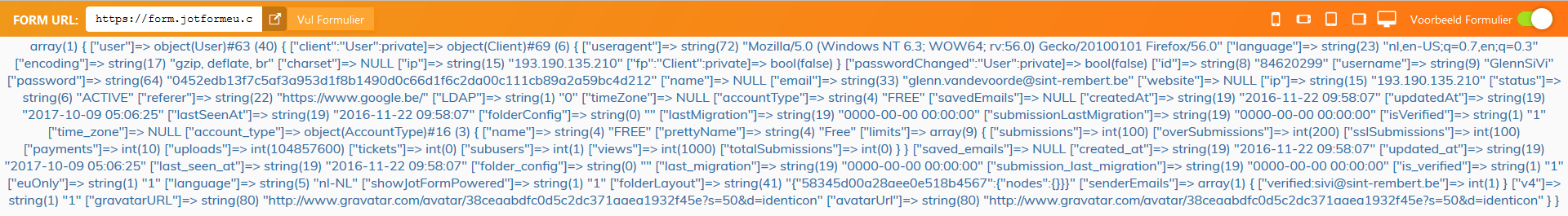 Thank You page showing strange programming codes