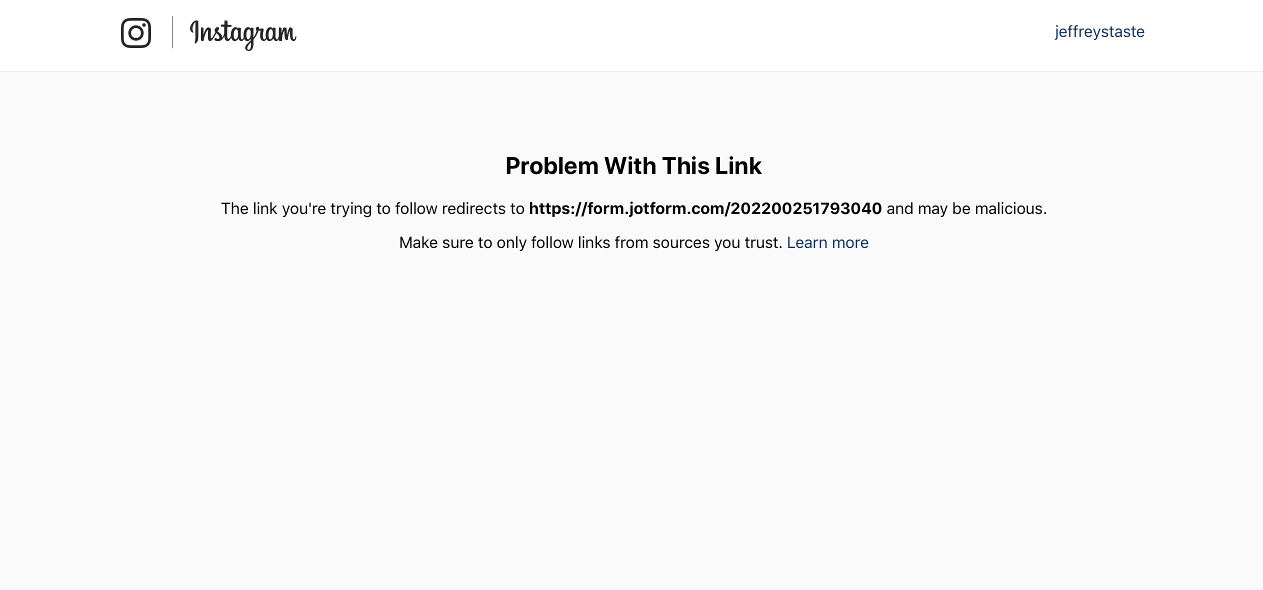 Hi There Seems To Be A Problem With My Jotform In Instagram