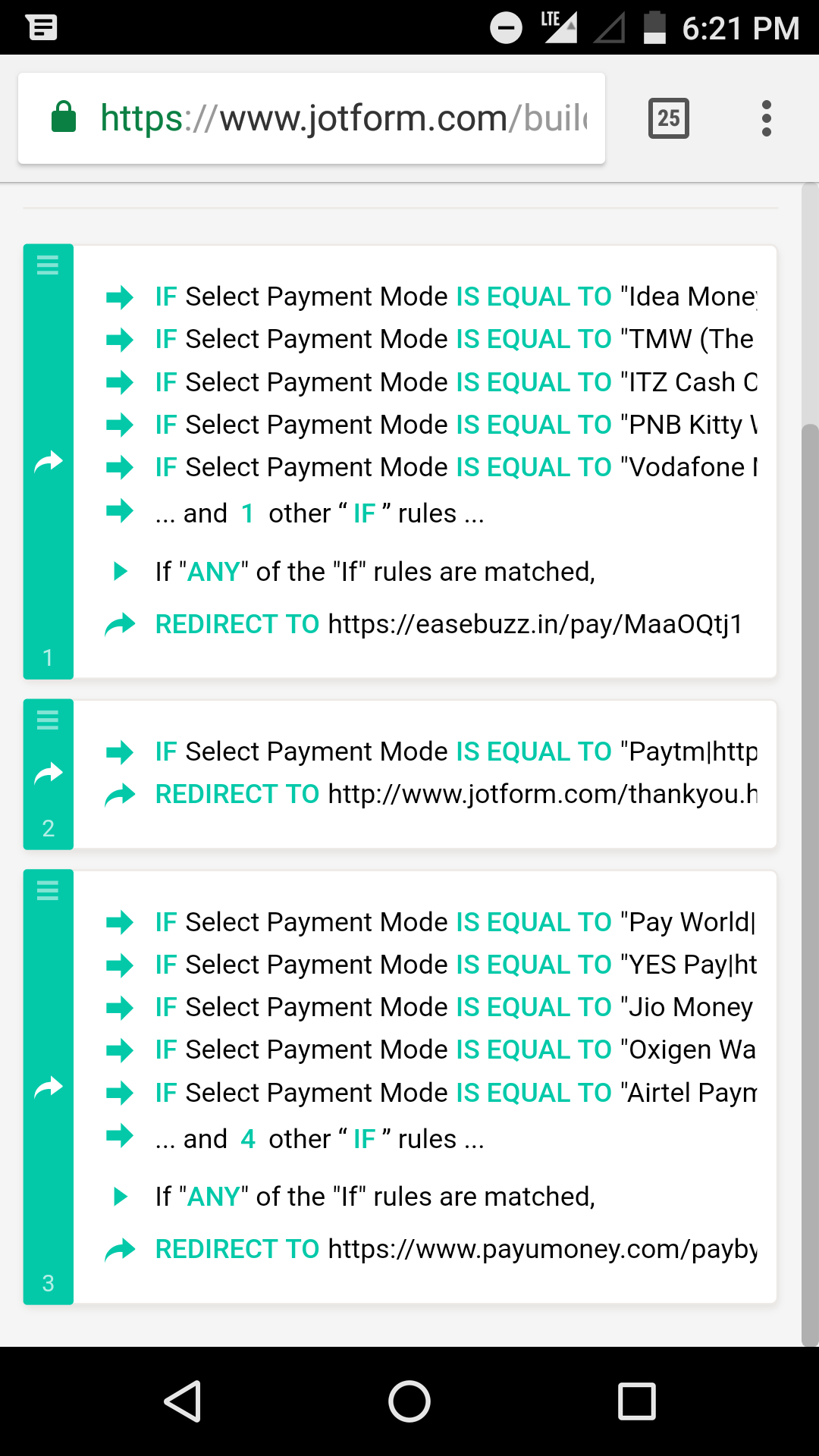 Redirect to URL conditional logic not working