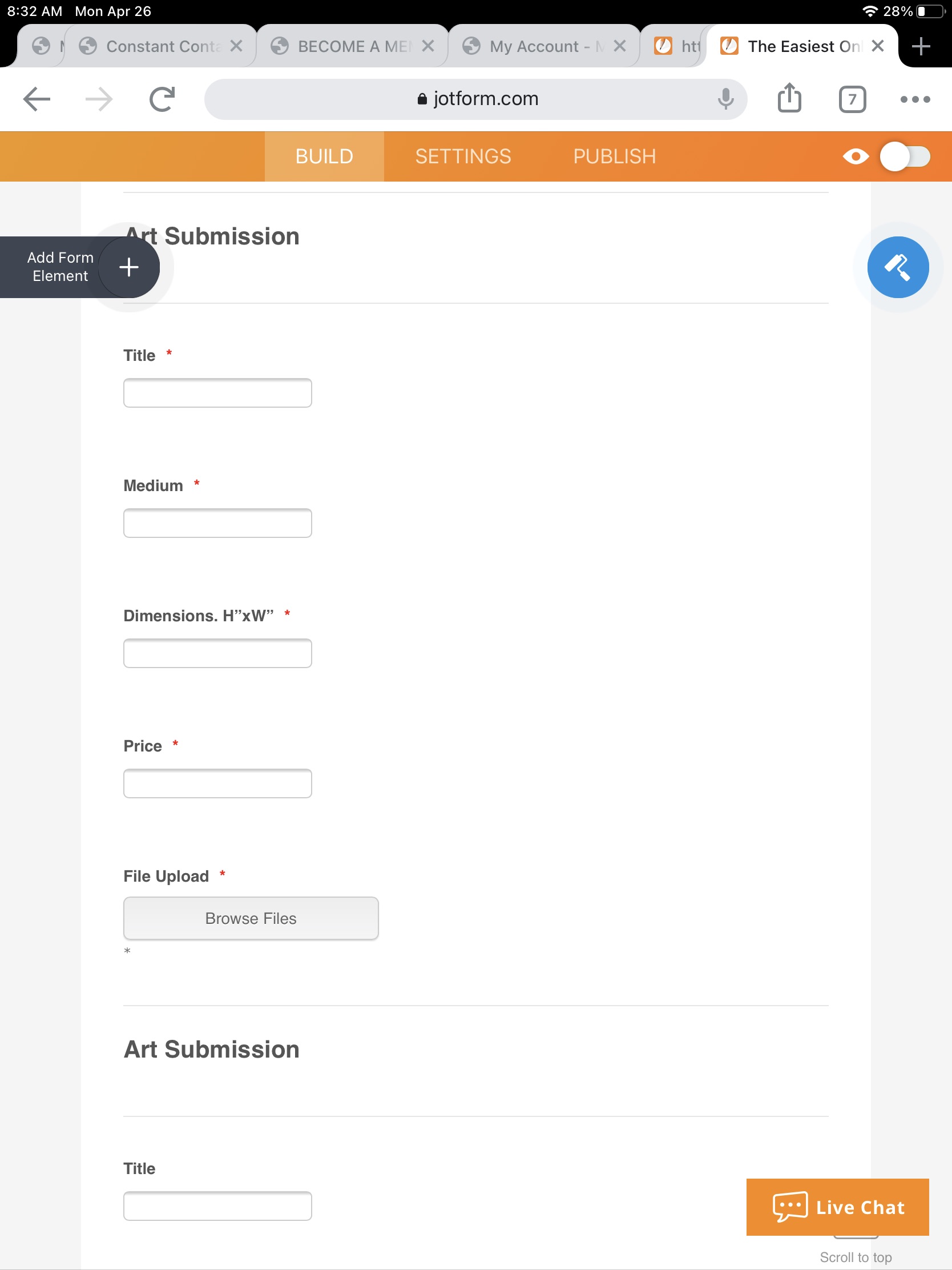 File Upload Error and missing required fields