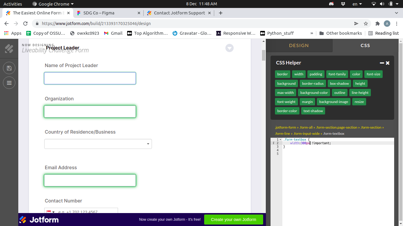 Changing width of the .form-textbox ? !important not working.