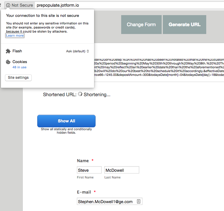 Prepopulate App Url Shortener Is Not Working Keeps Loading