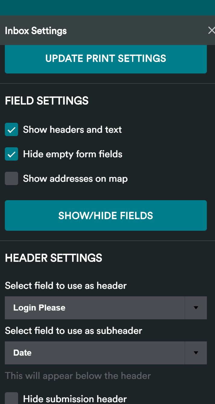Jot Form Inbox - Header Settings - Displays First Field Only?