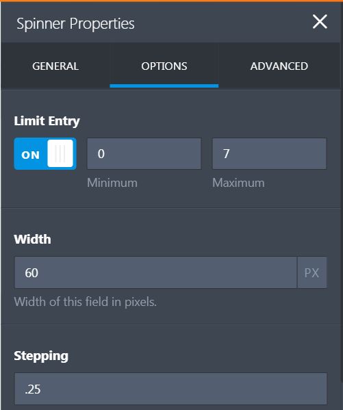 Spinner field Can the min and max option include decimal?