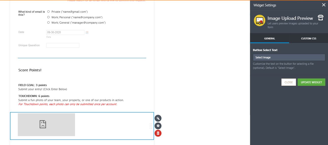 The image upload widget is suddenly not working