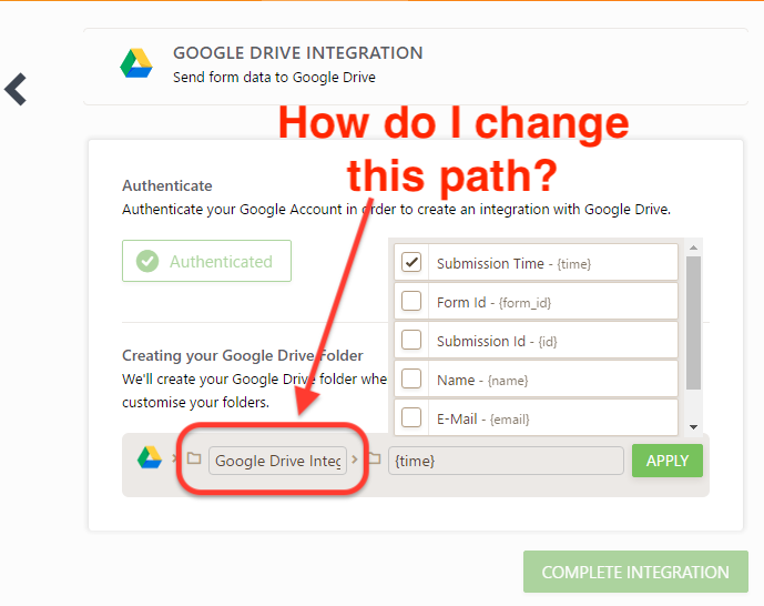 how to change google drive folder