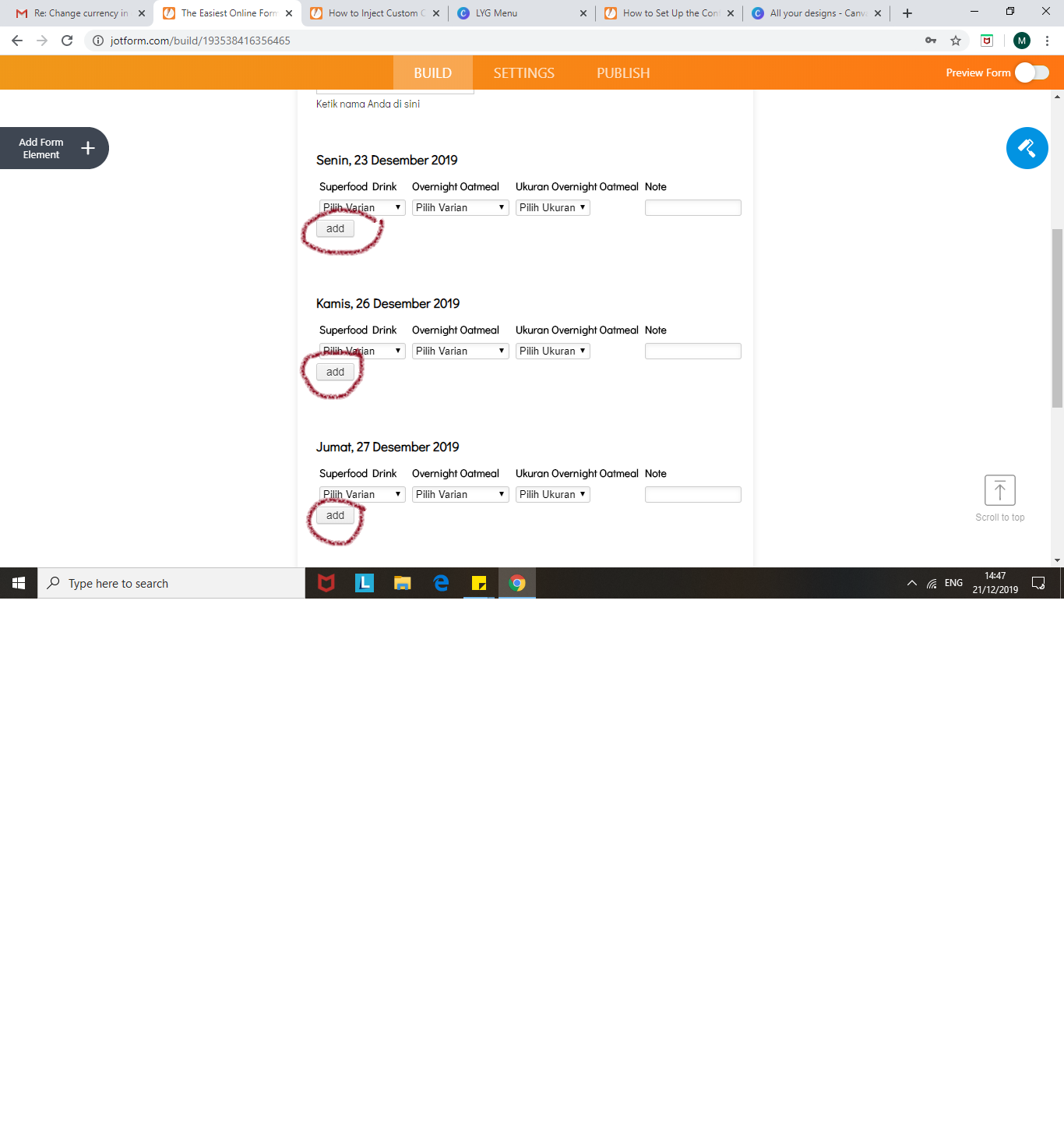 Configurable List widget: Remove Add Button