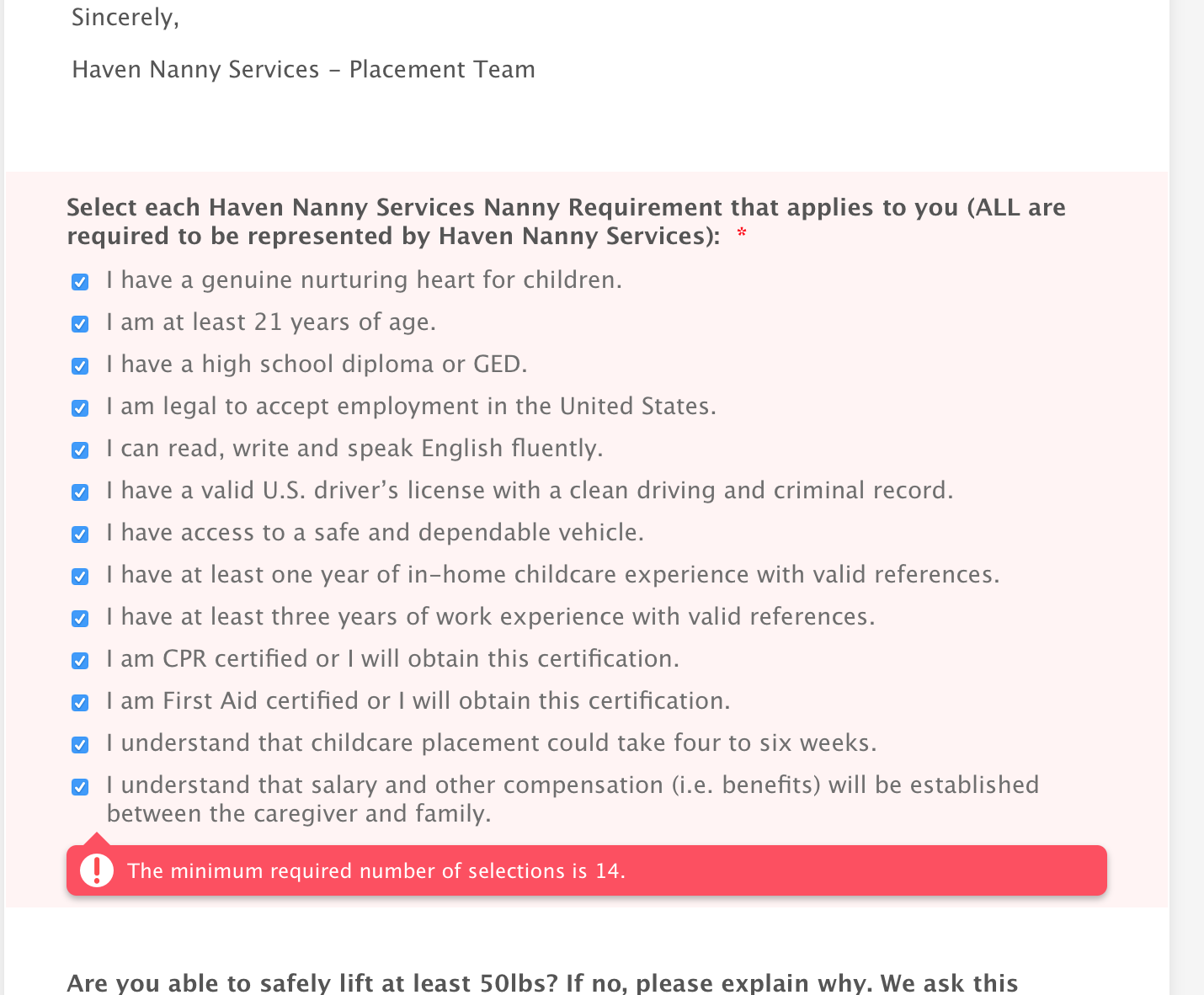 Checbox showing 14 minimum entry eventhough only has 13 items