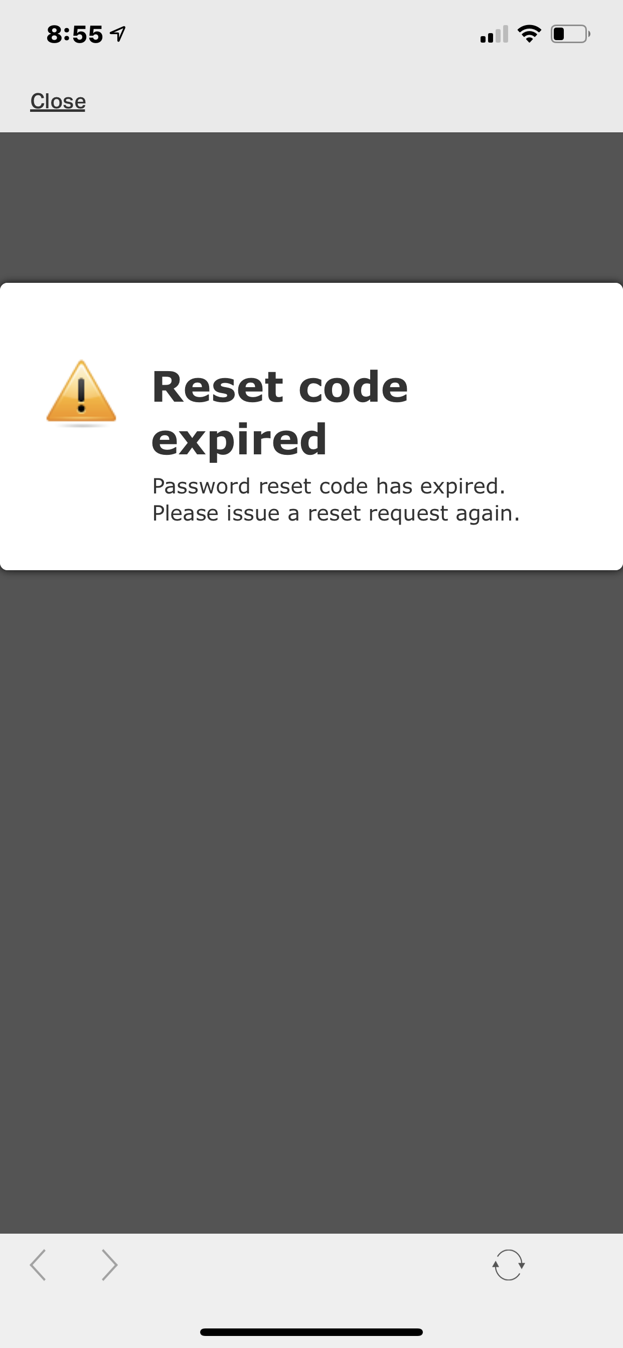 Password reset is not working.