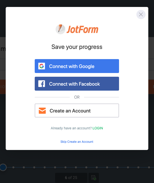 jotform save and continue