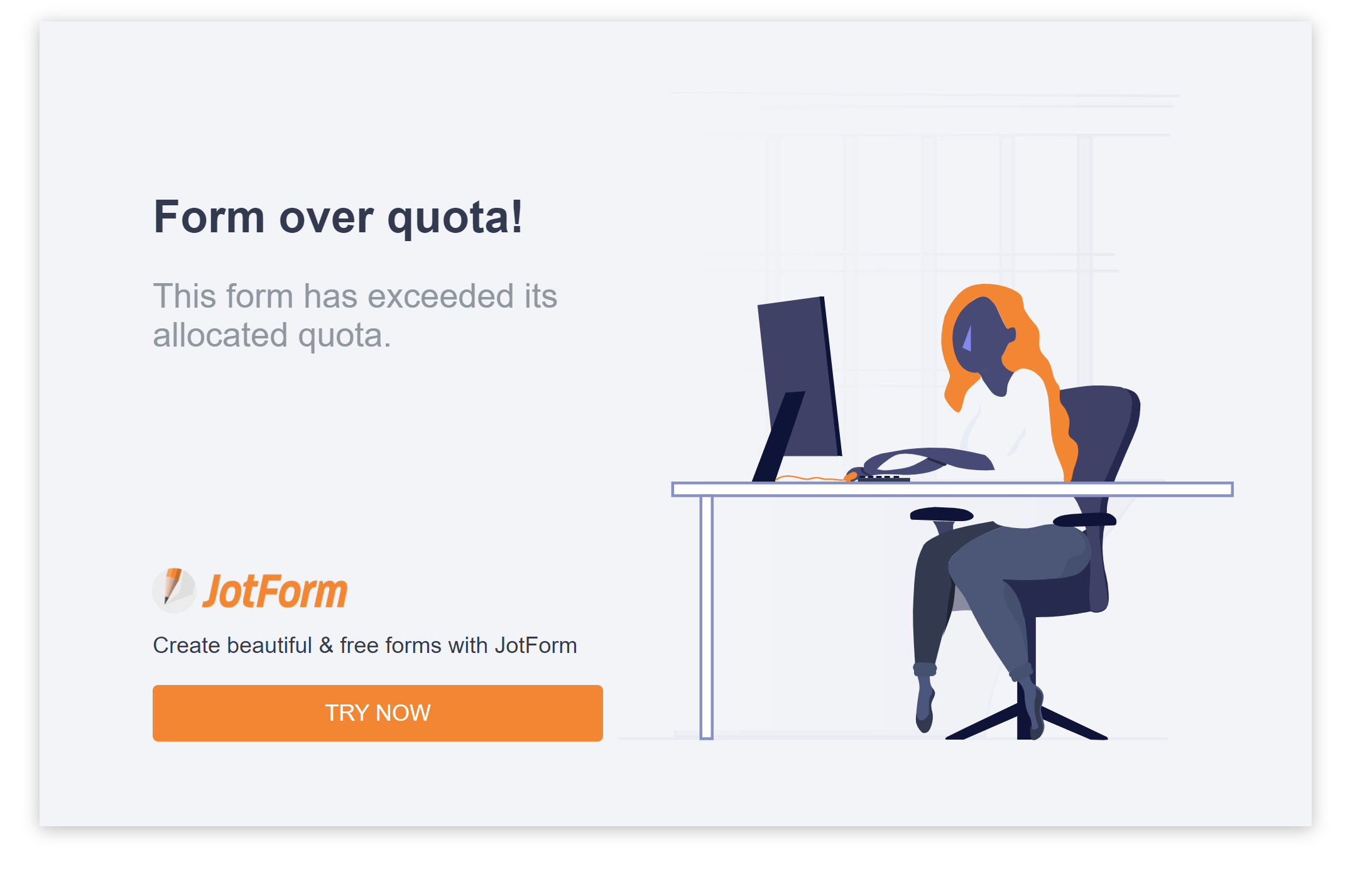 Form over quota error displayed on our forms
