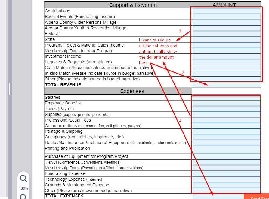 How To Add Up Cells rows On Form 