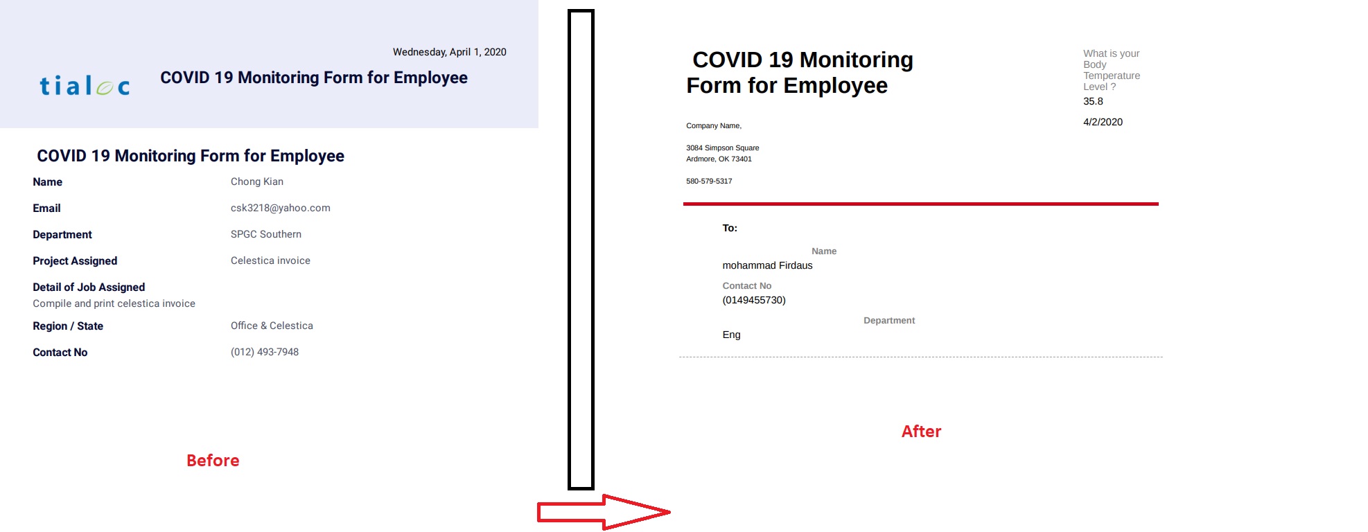 The PDF document is changing its layout
