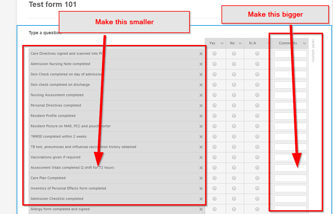 How To Change Width Of Input Table Columns