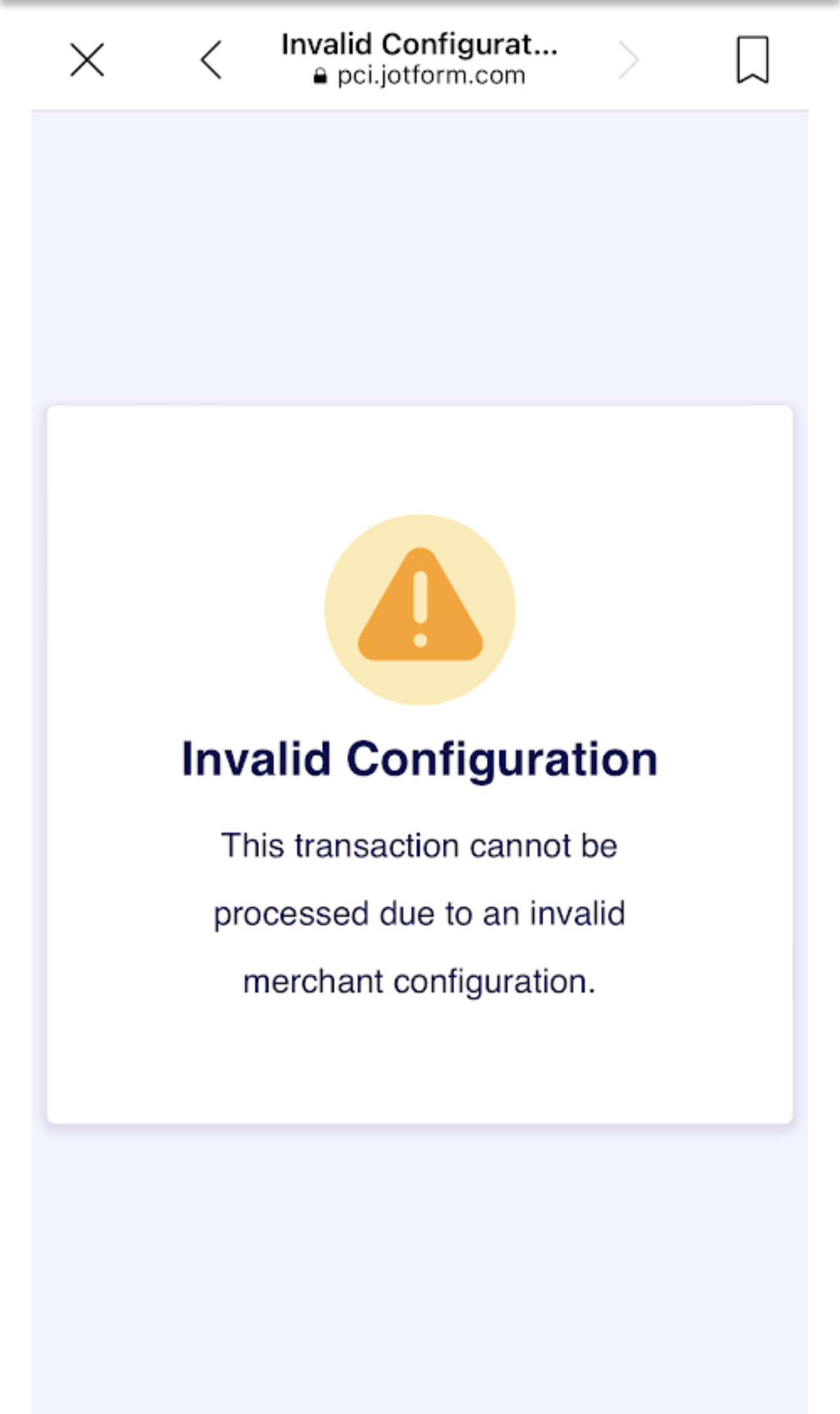 Invalid configuration with customers use a credit card for payment