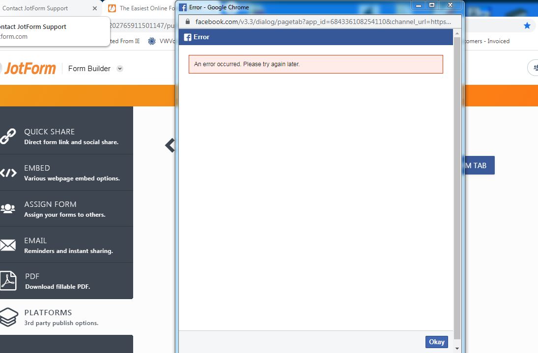 Cannot Publish To My Facebook Page Keep Getting An Error Message