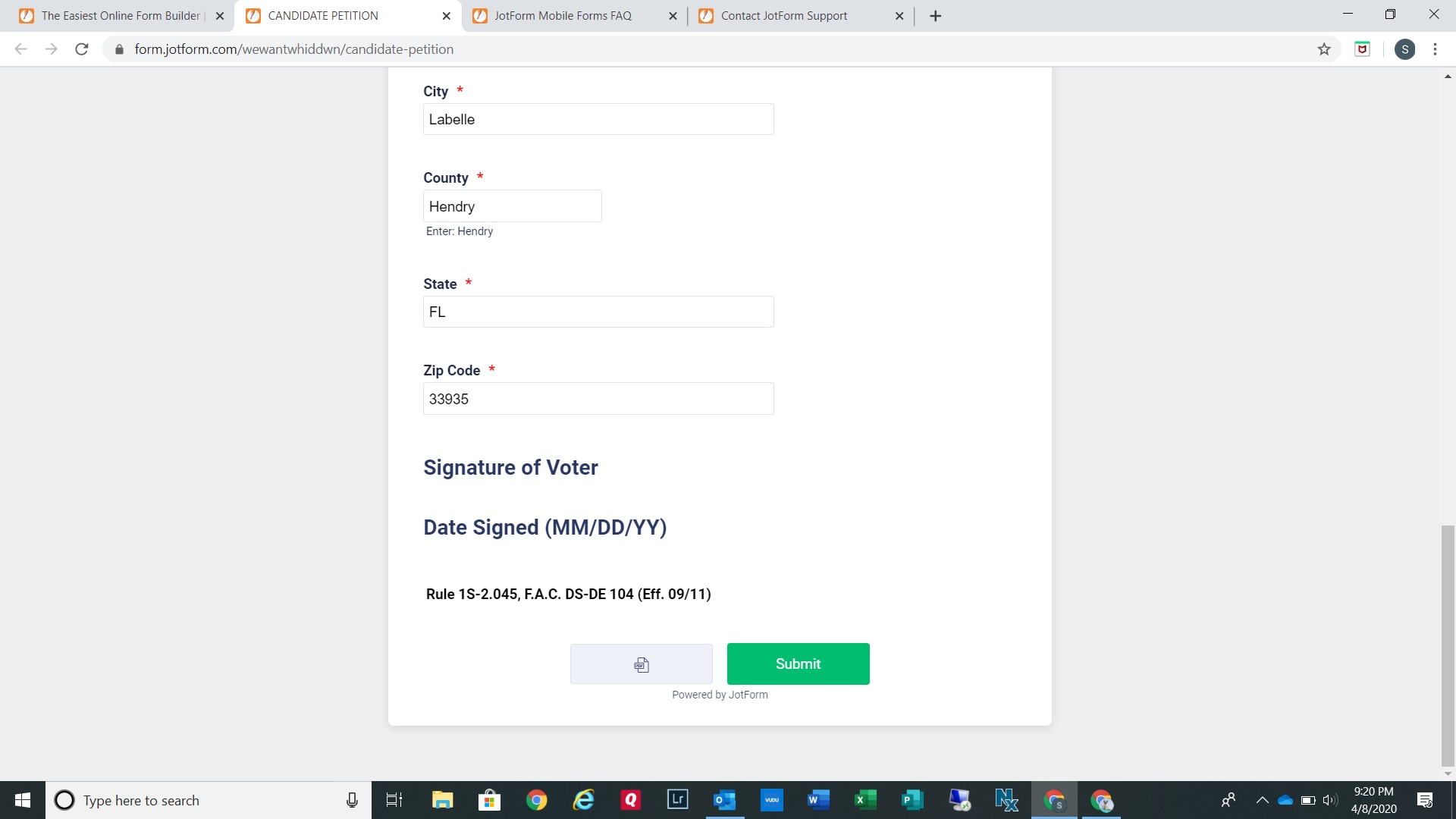Signature & date signed areas not working