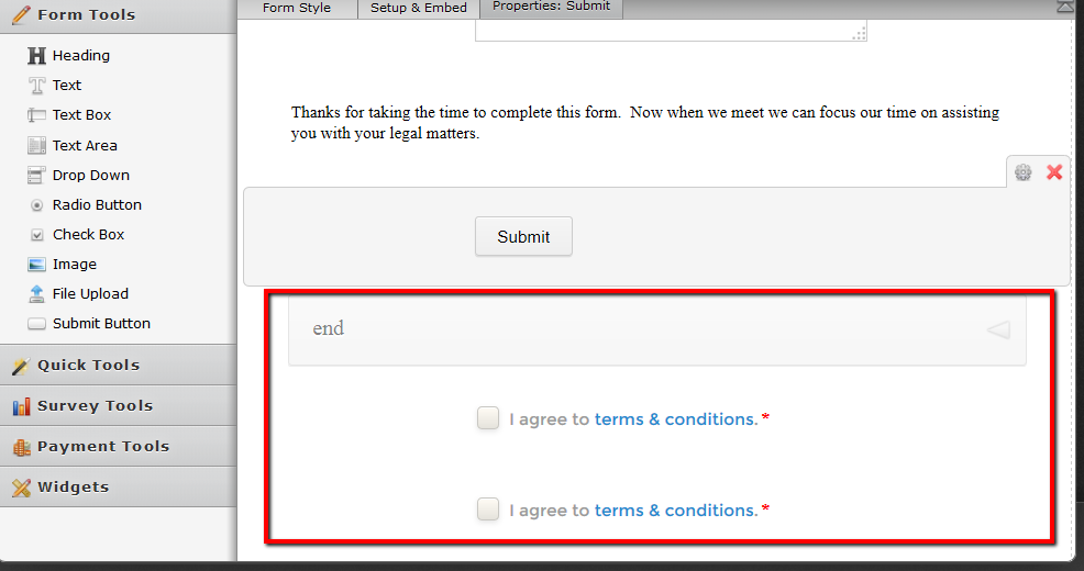 Terms and Conditions widget prevents form submission Image 1 Screenshot 20
