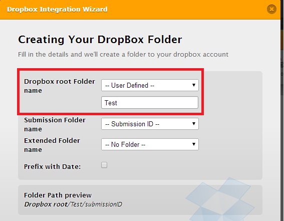 can i change the dropbox location where a copy of the form is been sent to? Image 1 Screenshot 20