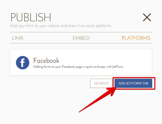 Unable to embed form to Facebook using the Add Jotform Tab Image 1 Screenshot 20