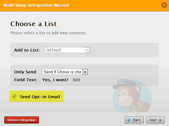 In the Mailchimp Integration, is it possible to add the subscriber to only the lists that they opt in to? Image 1 Screenshot 30