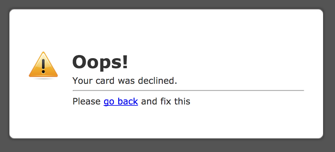 Feature: Is it possible to add a link to go back to the form or customise the message after seeing the error message of Stripe Oops! Your card was de Image 1 Screenshot 20