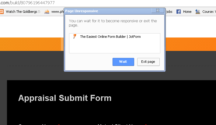 Form: my form freezes the web browser Image 1 Screenshot 20