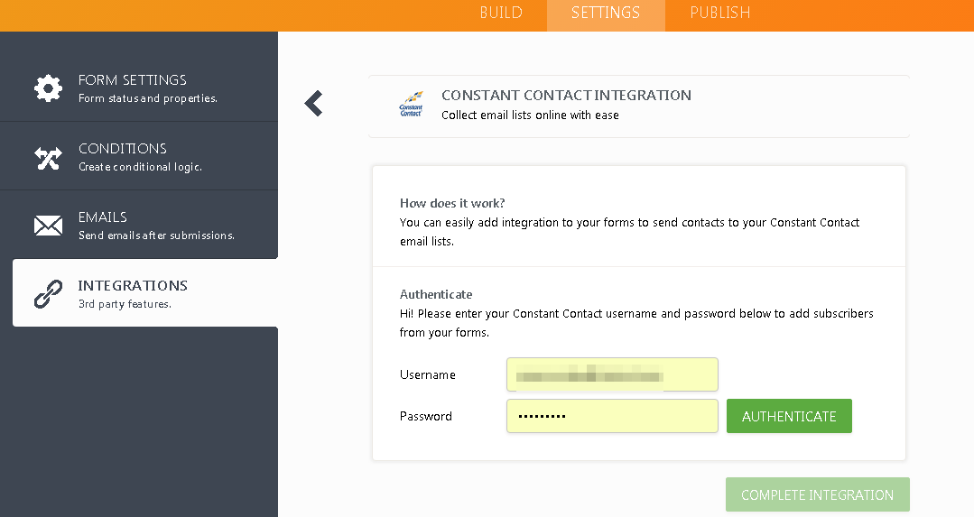 Constant Contact Integration: Form is not linking Image 1 Screenshot 20