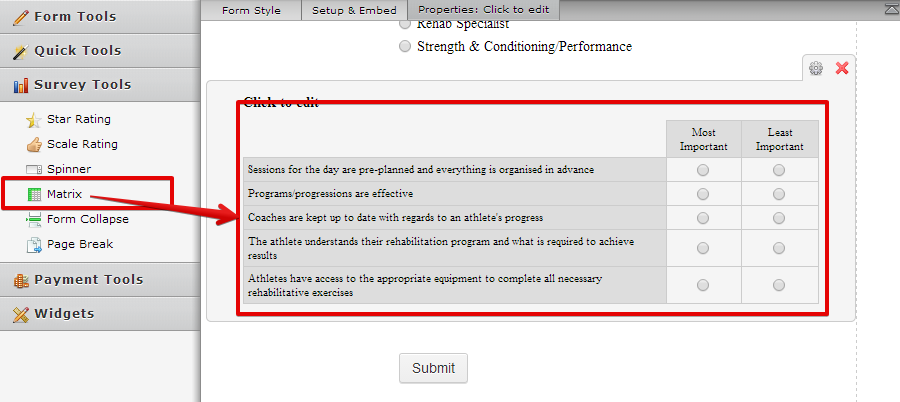 For one question can the respondent select the most