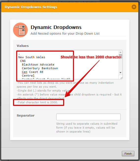 Dynamic dropdown widget:  502 bad gateway error Screenshot 20