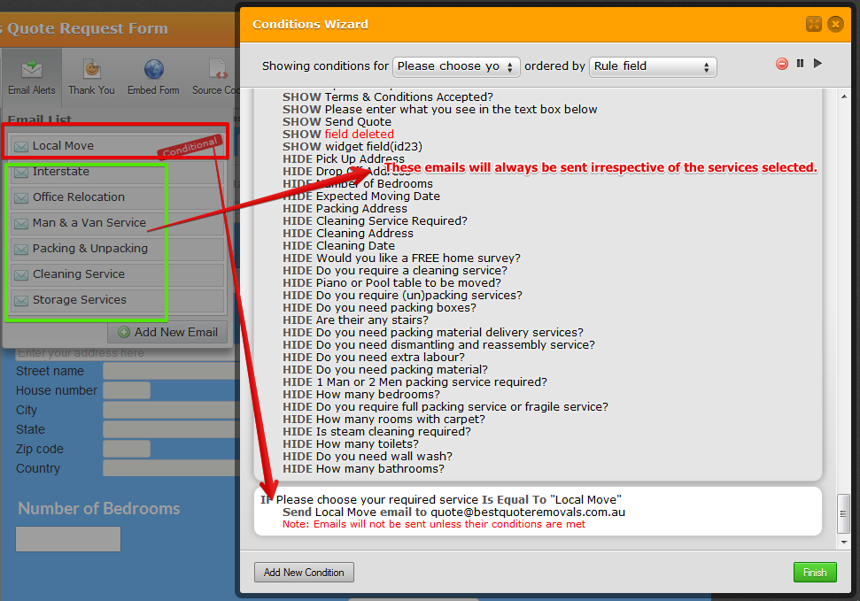 How to create a separate email for each radio button option that the user chooses? Image 1 Screenshot 20
