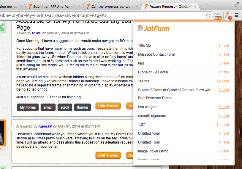 Feature  Request   Quick Accessible UI for My Forms across any JotForm Page Image 1 Screenshot 20