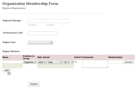 configurable list widget for forms