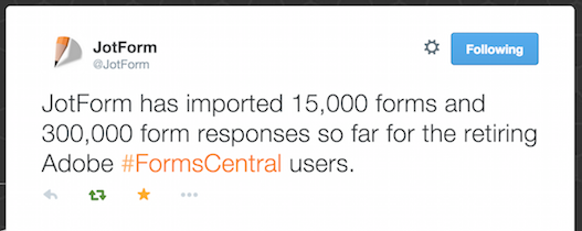 jotform imports 15,000 formscentral forms