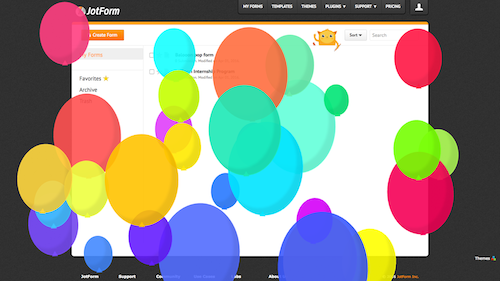 jotform is filled with baloons