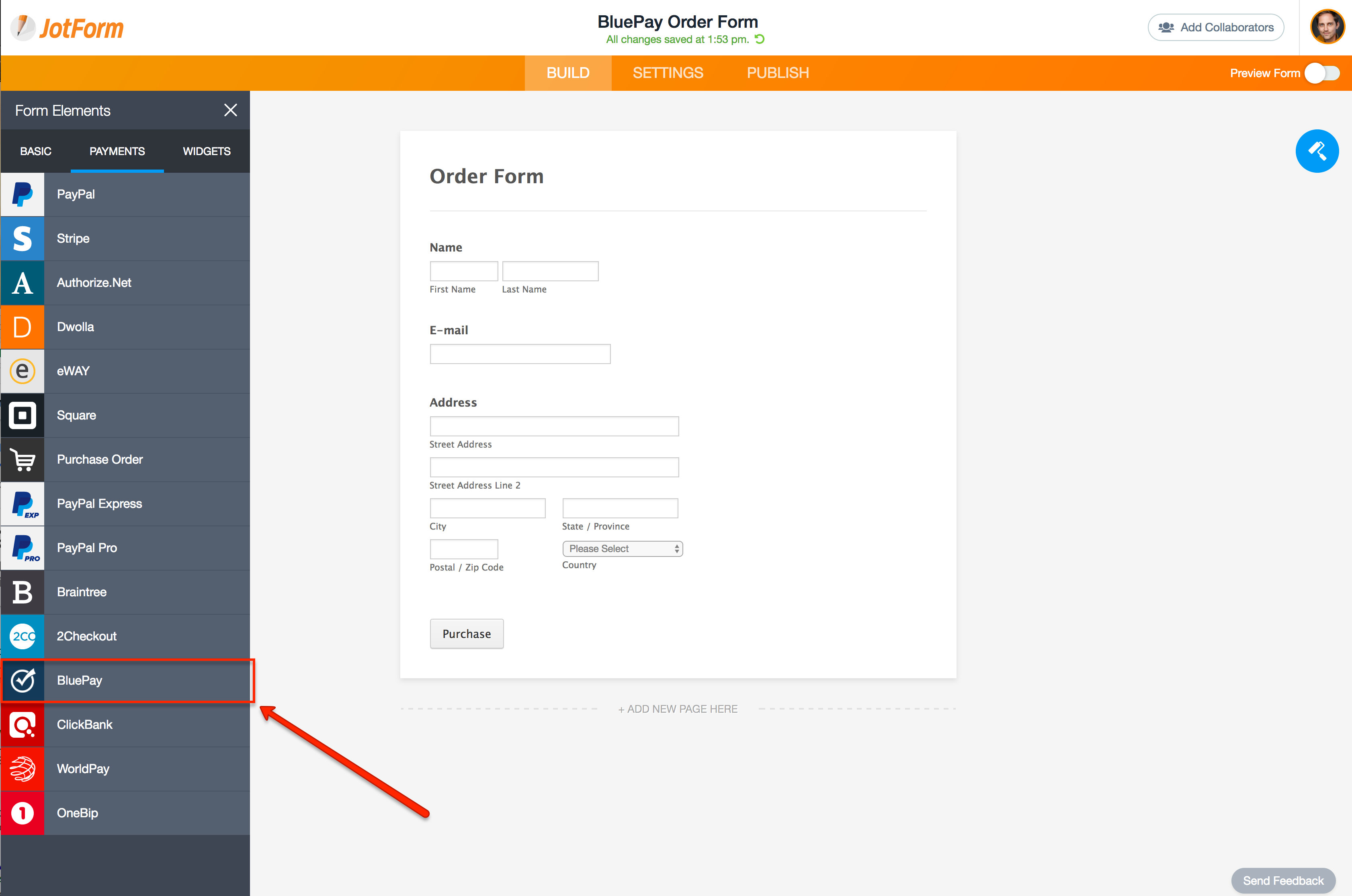 bluepay payment form