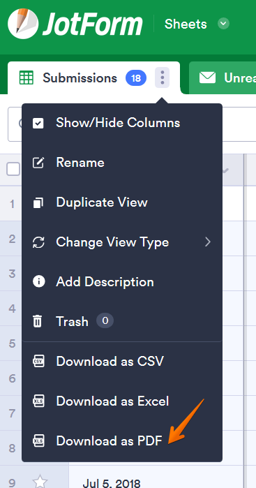 Can you select certain submissions to run reports in Jotform Sheets? Image 2 Screenshot 41