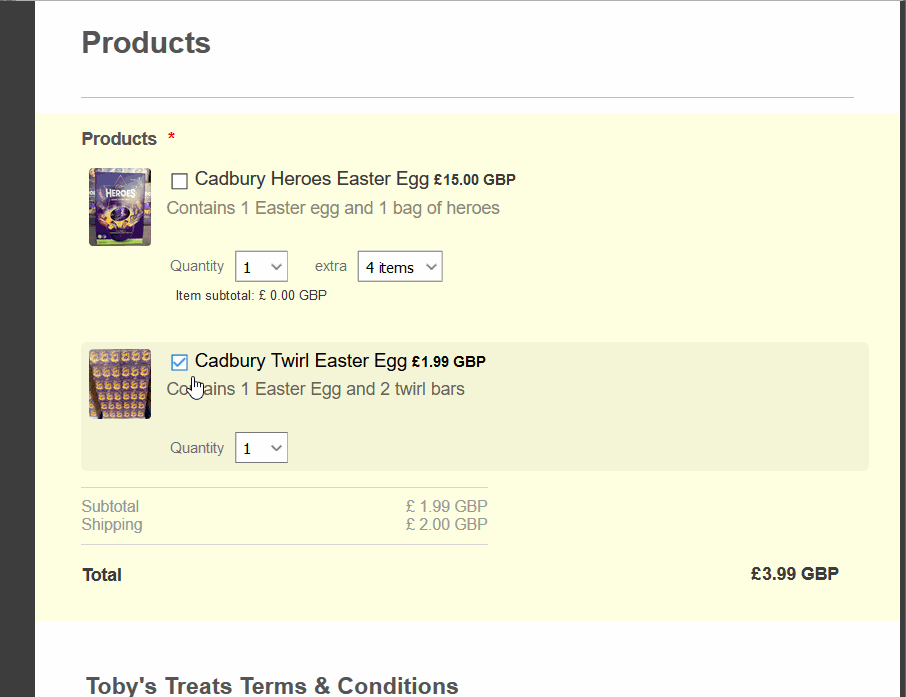 Can you create a mix and match product.