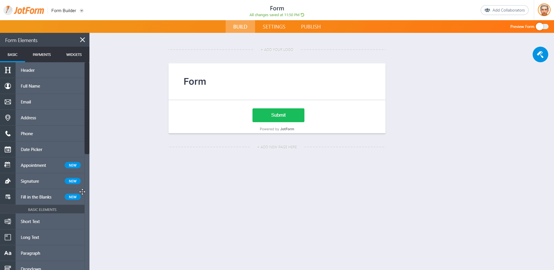 How to paste a website link in the form