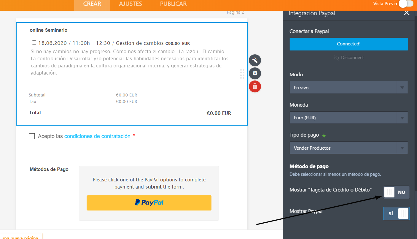 Formulario integrado con PayPal muestra un error de configuración Screenshot 30