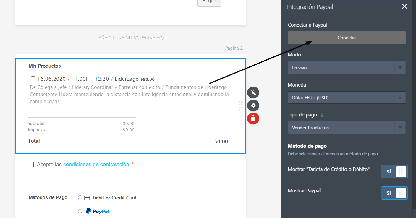 Formulario integrado con PayPal muestra un error de configuración Screenshot 41