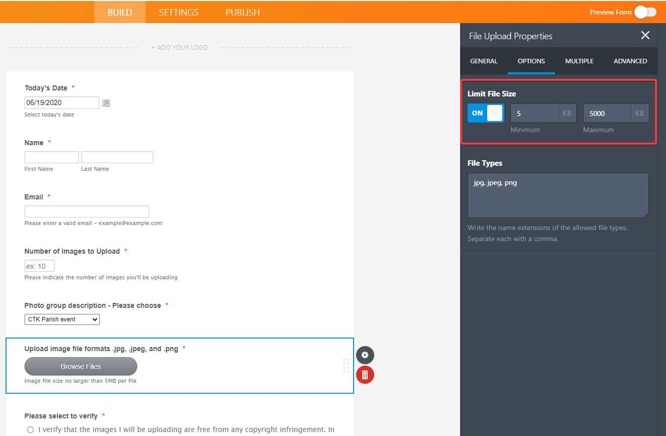 FIle upload file limits