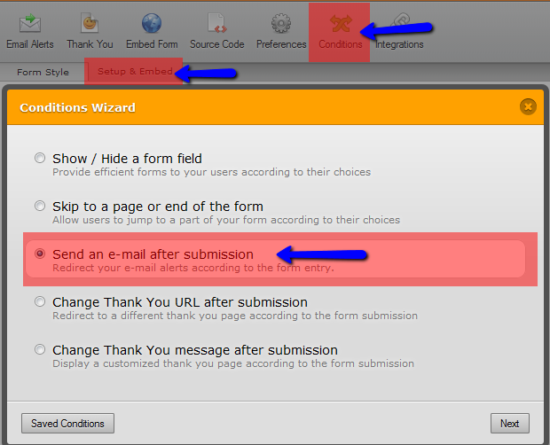can I send part of the form to a different email? Can I reply with 2 different autoresponses? Image 3 Screenshot 72