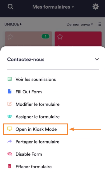 Comment utiliser le mode Kiosque avec l'application Mobile Jotform Image-1