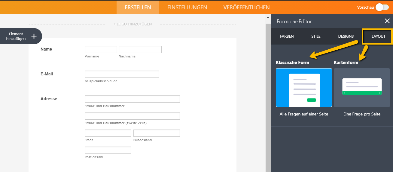 Wie Andere Ich Das Formular Layout