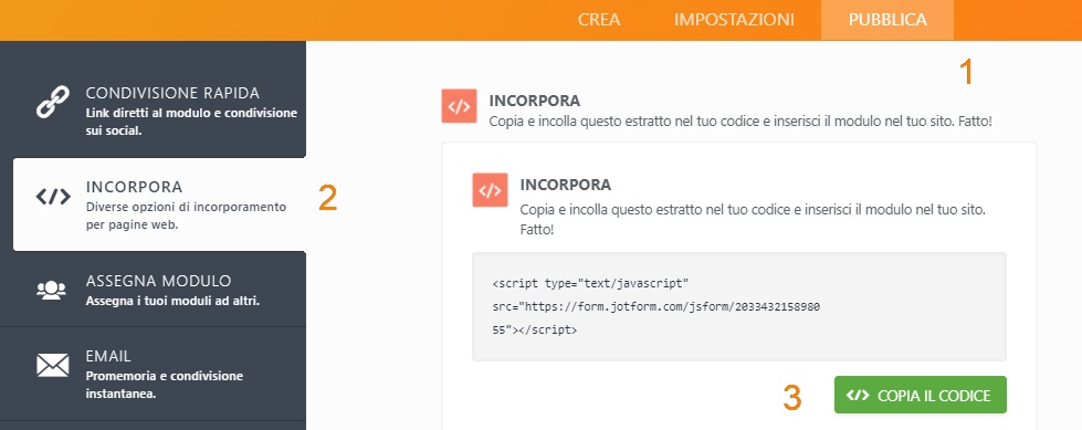 Incorporare un Modulo su una Pagina Web Image-1