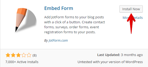 Incorpora Jotform in Wordpress utilizzando il plug-in Embed Form Image-2