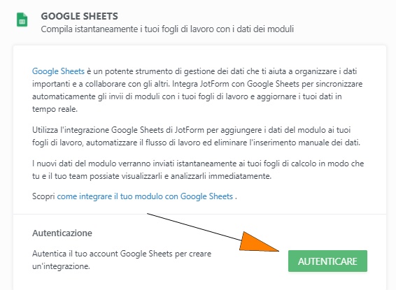 come integrare i moduli con fogli google